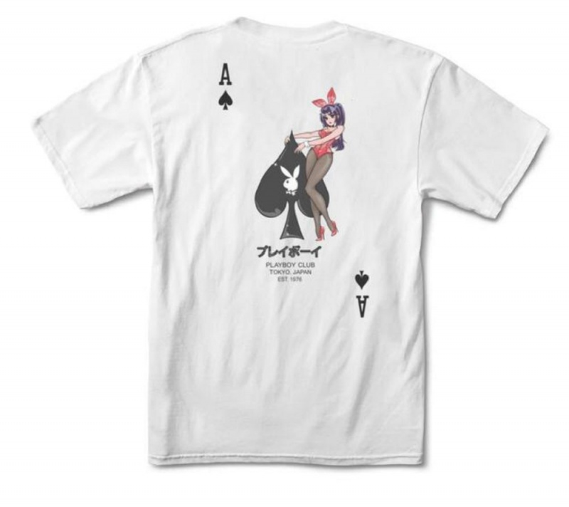 Pánské T-shirt Playboy Ace of Spades -Colo Bílé | PLBY-593139