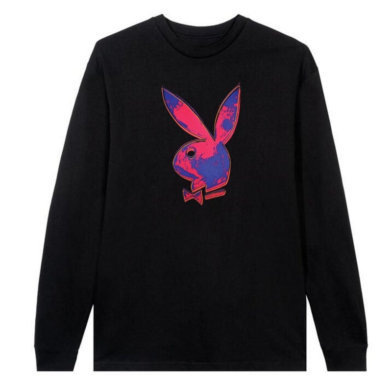 Pánské T-shirt Playboy Andy Warhol Bunny Long Sleeve Bílé | PLBY-593154