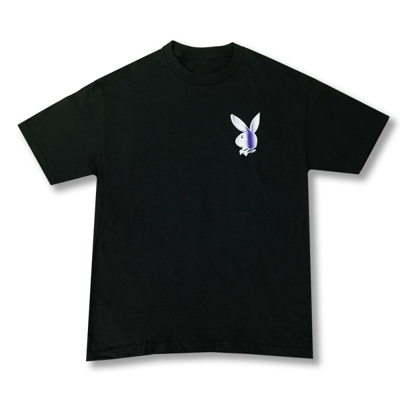 Pánské T-shirt Playboy Chrome Rabbit Head Černé | PLBY-593122