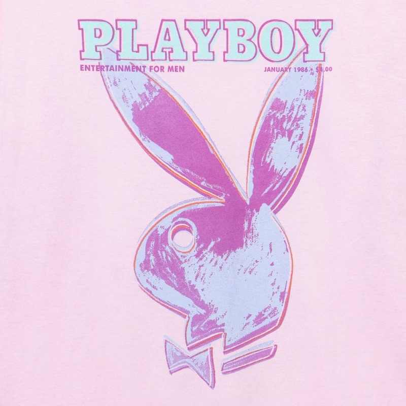 Pánské T-shirt Playboy January 1986 Andy Warhol Cover Long Sleeve Růžové | PLBY-593213