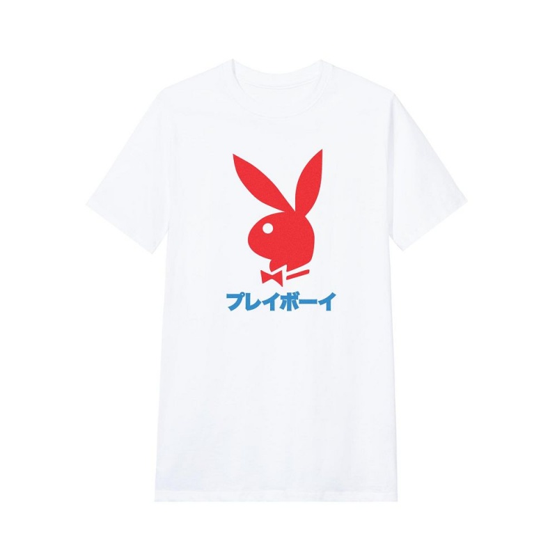 Pánské T-shirt Playboy Japanese Rabbit Head Bílé | PLBY-593133