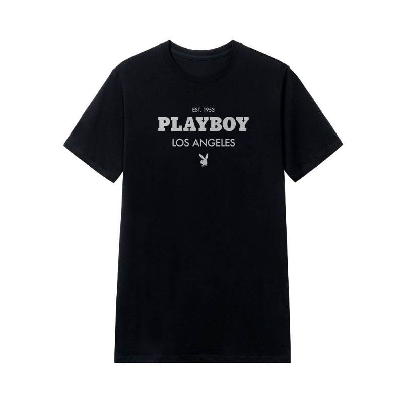 Pánské T-shirt Playboy Los Angeles Černé | PLBY-593141