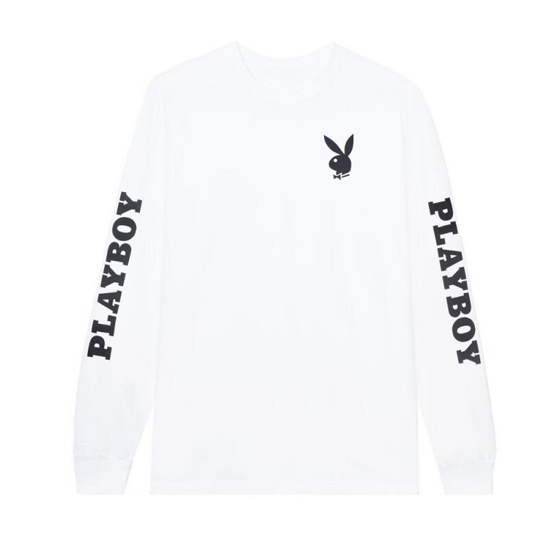 Pánské T-shirt Playboy Masthead & Rabbit Head Long Sleeve Černé | PLBY-593264