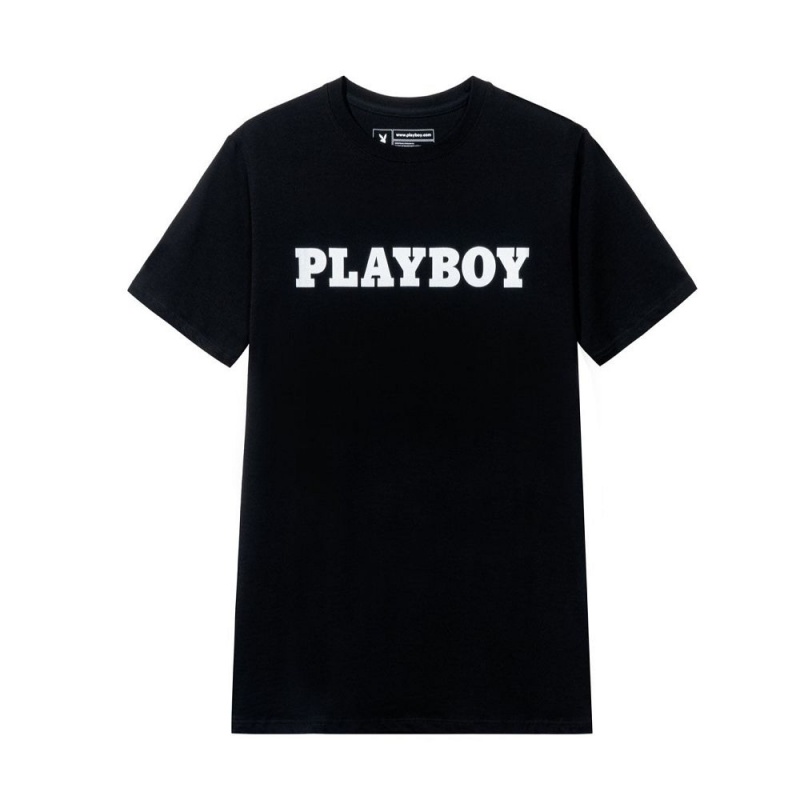 Pánské T-shirt Playboy Masthead Černé | PLBY-593158