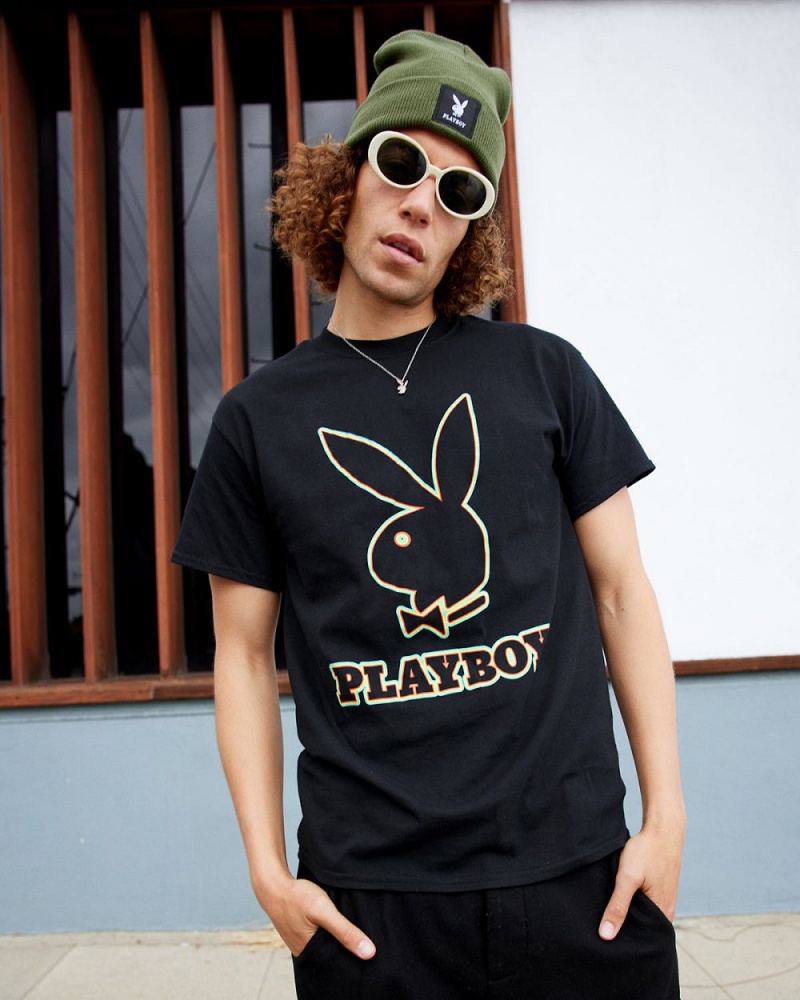 Pánské T-shirt Playboy Outline Grafická | PLBY-593274