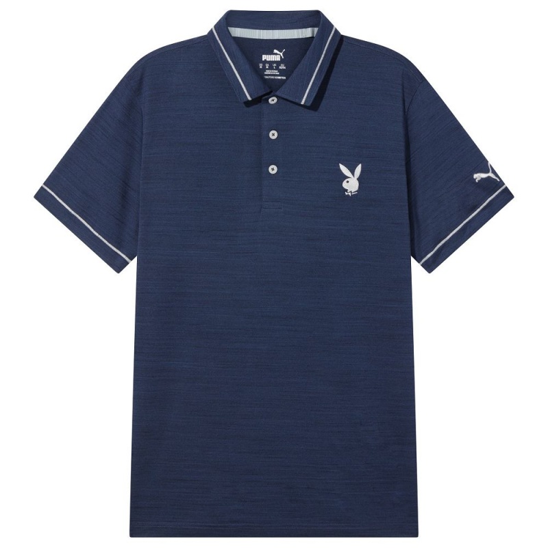 Pánské T-shirt Playboy PUMA GOLF TIPPED PERFORMANCE POLO Tmavě Blankyt | PLBY-593181