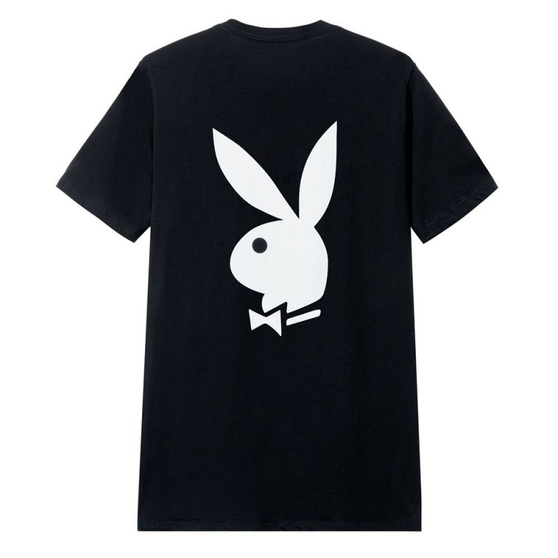 Pánské T-shirt Playboy Rabbit Head Logo Bílé Černé | PLBY-593144