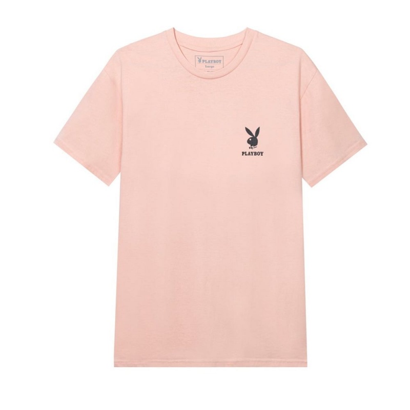 Pánské T-shirt Playboy Rabbit Head Logo Bílé Černé | PLBY-593144