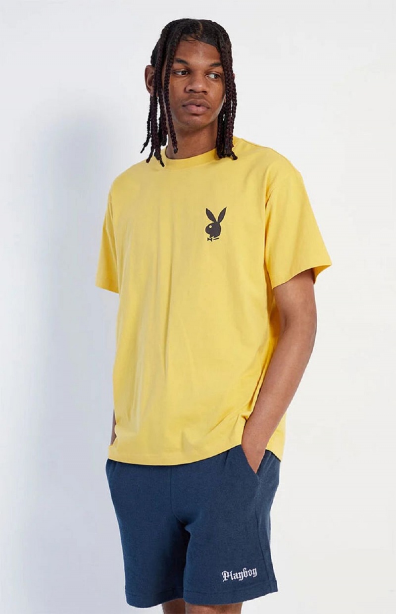 Pánské T-shirt Playboy Rocky Point Gold Zlaté | PLBY-593269