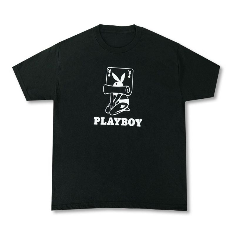 Pánské T-shirt Playboy Rolling Card Černé | PLBY-593165