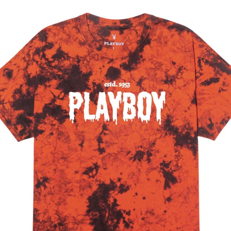 Pánské T-shirt Playboy Slime Masthead Oranžové Černé | PLBY-593238