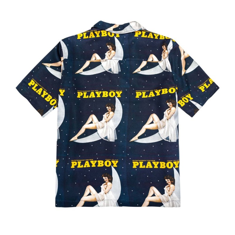 Pánské T-shirt Playboy Soulland December 1973 Camp Tmavě Blankyt | PLBY-593230