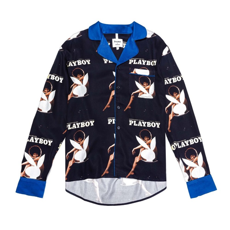 Pánské T-shirt Playboy Soulland October 1971 Long Sleeve Camp | PLBY-593250