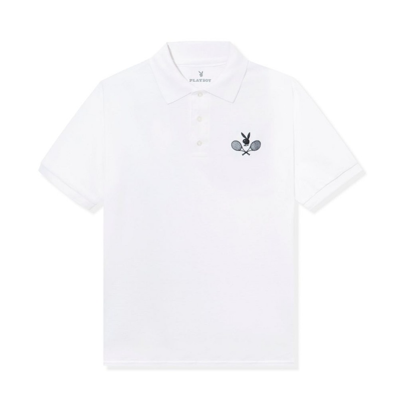 Pánské T-shirt Playboy Tenisové Club Polo Bílé | PLBY-593239