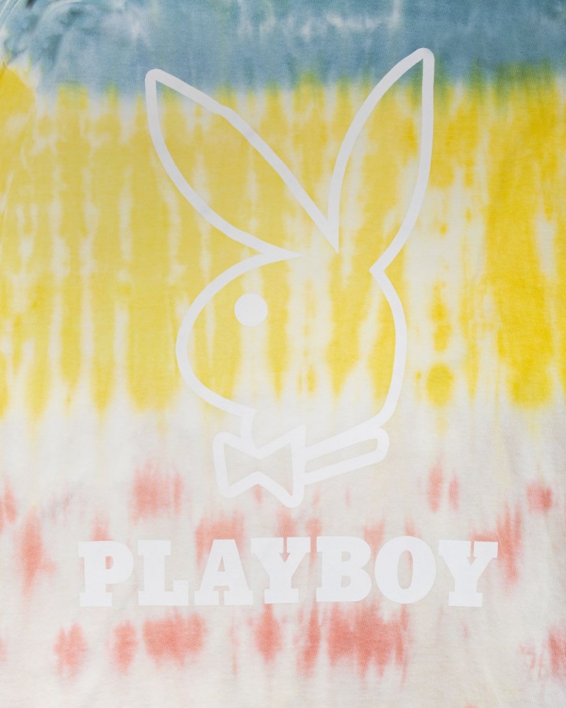 Pánské T-shirt Playboy Tie-Dye Logo Long Sleeve | PLBY-593262