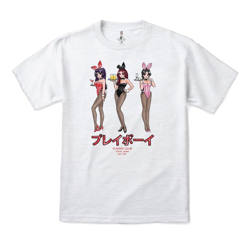 Pánské T-shirt Playboy Tokyo Club Happy Hour Blankyt | PLBY-593142