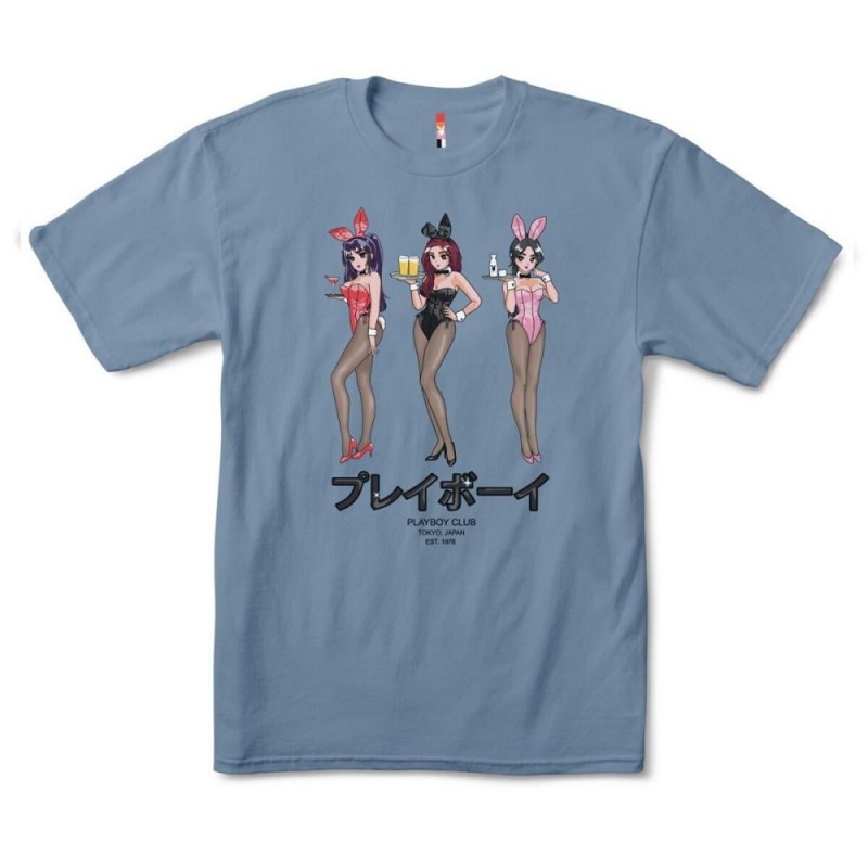 Pánské T-shirt Playboy Tokyo Club Happy Hour Blankyt | PLBY-593142