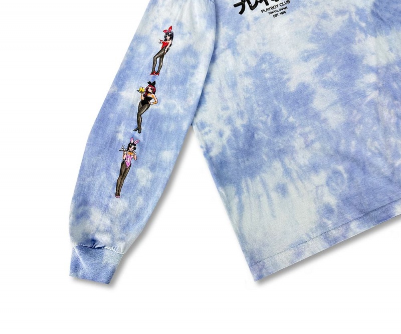 Pánské T-shirt Playboy Tokyo Club Tie-Dye Bunny Long Sleeve | PLBY-593163