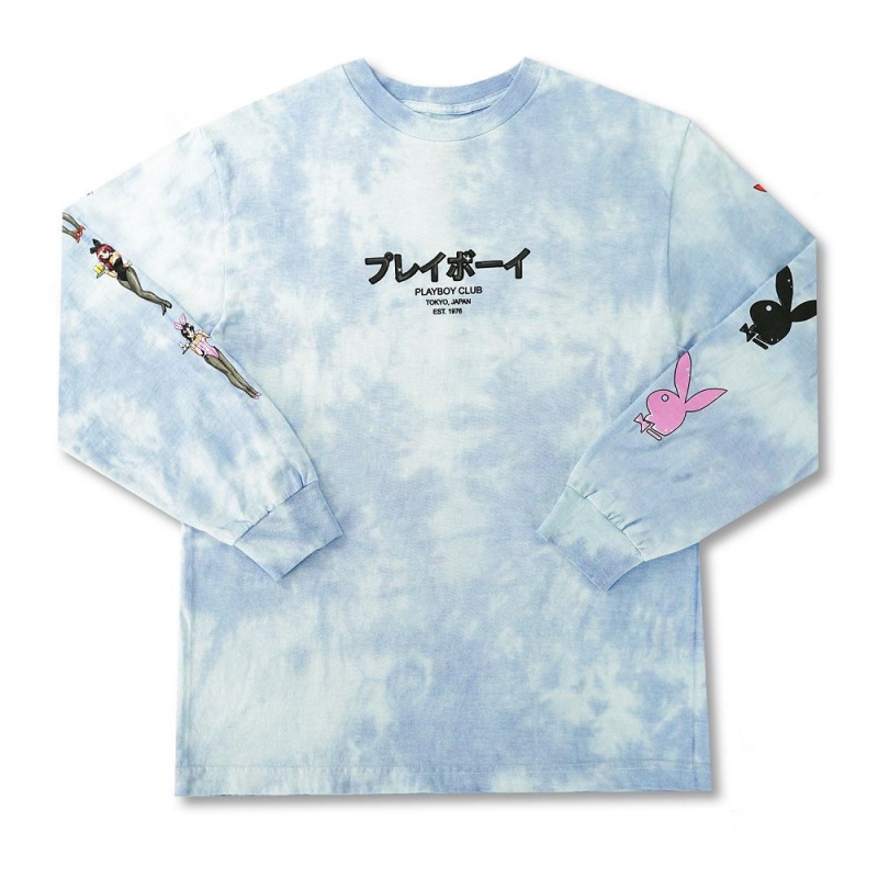 Pánské T-shirt Playboy Tokyo Club Tie-Dye Bunny Long Sleeve | PLBY-593163