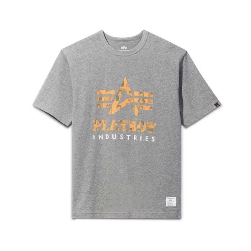 Pánské T-shirt Playboy x Alpha Industries Classic Černé | PLBY-593216