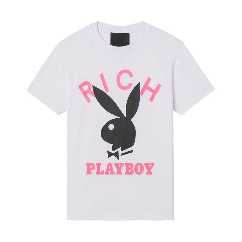 Pánské T-shirt Playboy x John Richmond Logo Černé | PLBY-593187