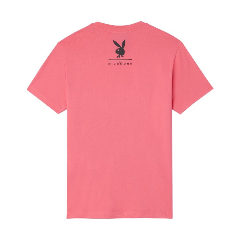 Pánské T-shirt Playboy x John Richmond Logo Černé | PLBY-593187