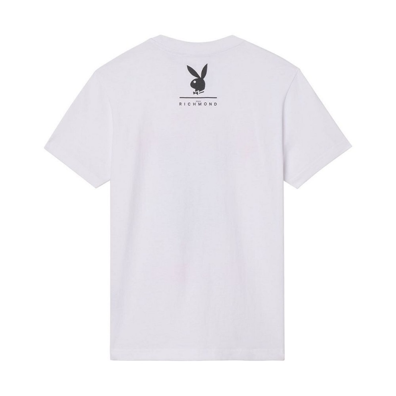 Pánské T-shirt Playboy x John Richmond Logo Černé | PLBY-593187