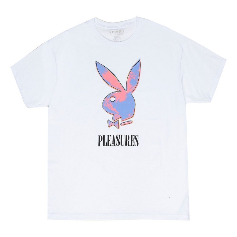 Pánské T-shirt Playboy x Pleasures Pop Art Bílé | PLBY-593189